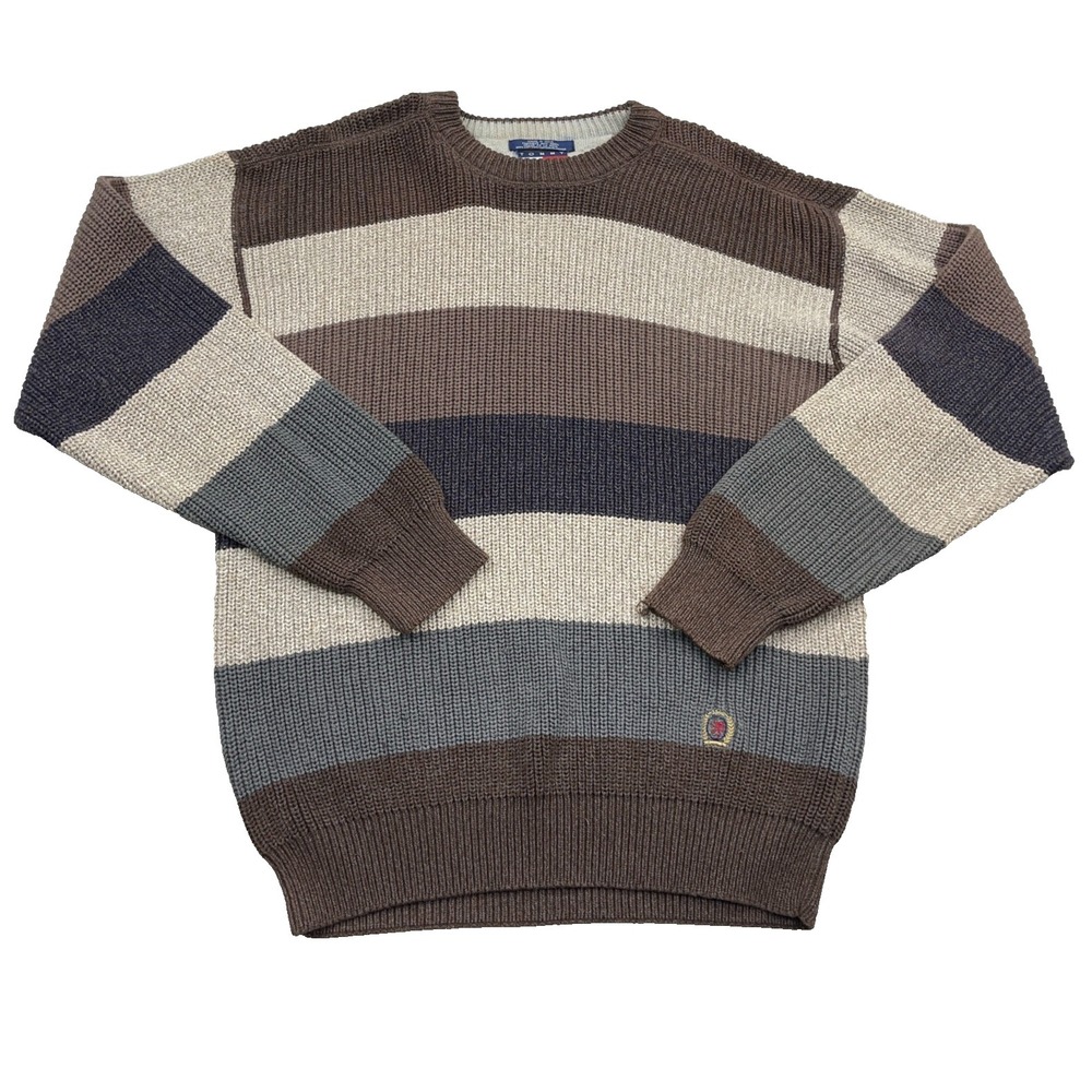 Vintage Tommy Hilfiger Sweater Men XL Heavy Knit Crewneck Grandpa 90s Colorblock